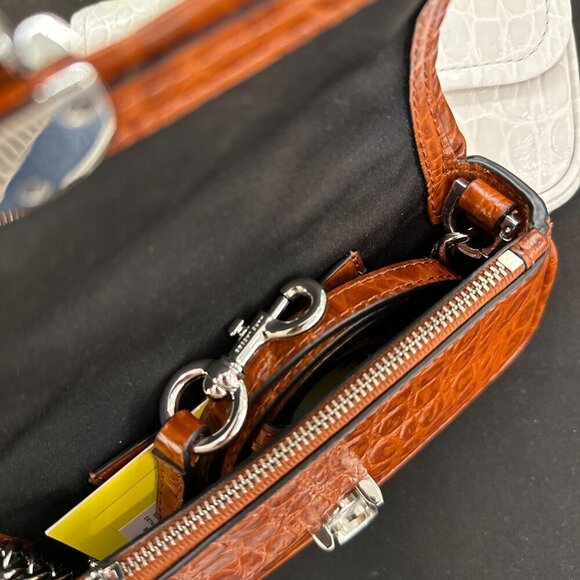 NWT! New Marc Jacobs J Marc Mini Shoulder Bag -Croc-embossed Leather Cognac 3way - Picture 7 of 16